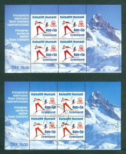 Greenland. 1994. 2 Souv. Sheet. MNH + Cancel. Sc#. B19a. Winter Olympic Lilleha.