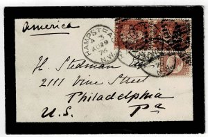 Great Britain 1876 Hampstead cancel on mourning cover to the U.S.