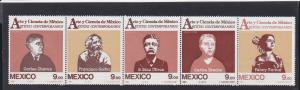 Mexico # 1335a, Contemporary Artists, Strip of Five, Folded, NH, 1/2 Cat.