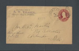 1908 Wintergarden FL To Orlando 2c Red On Amber