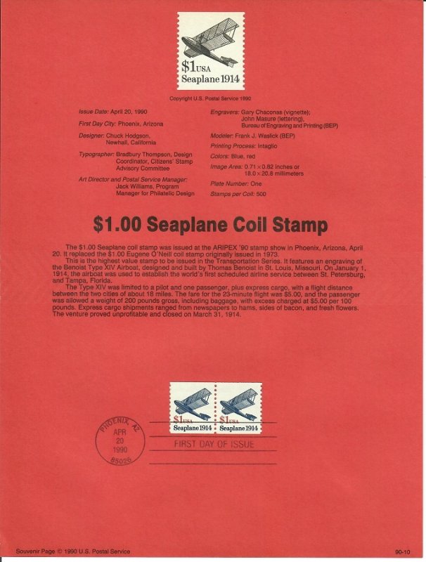 US SP895 Seaplane Souvenir Page #2466