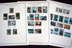 COLOR PRINTED AUSTRALIAN ANTARCTIC 1957-2020 STAMP ALBUM PAGES (44 illus. pages)