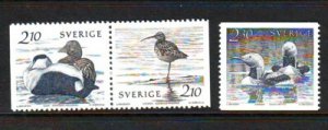 Sweden Sc 1582-1584 1986 Water Birds  stamp set mint NH