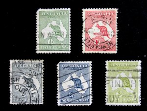 AUSTRALIA - SCOTT# 1-5 - USED - CAT VAL $61.75