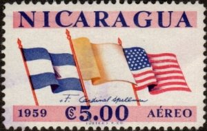 Nicaragua C436 - Used - 5cor Flags (1959) (cv $0.90)