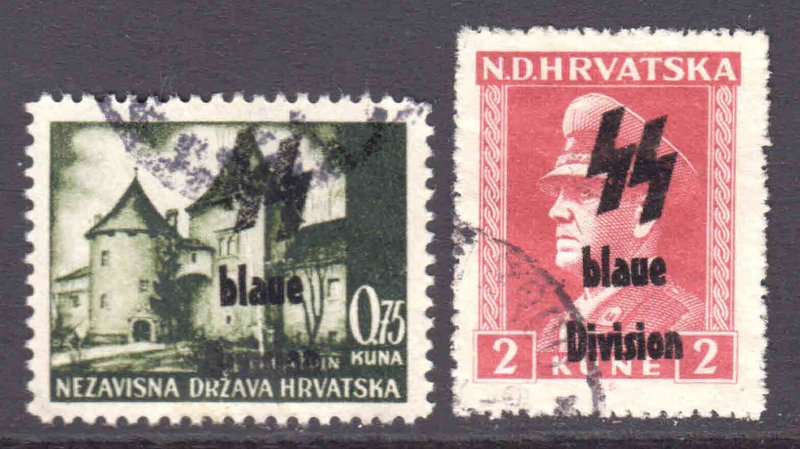 CROATIA 2 UNLISTED BLAUE DIVISION OVERPRINTS CDS VF SOUND #2 $$$$$$$