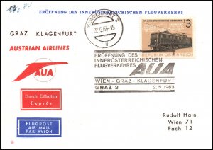 Austria Austrian Airlines Vienna to Warsaw 1958 1st Flight Cover