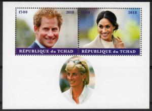 Chad 2018 PRINCE HARRY/ MEAGAN MARKLE/PRINCESS DIANA Souvenir Sheet Perf.MNH