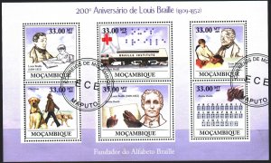 Mozambique. 2009. Small sheet 3427-32. Braille, medicine, dog. USED.