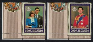 Cook Is. Charles and Diana Royal Wedding 2v Corners 1981 MNH SG#812-813