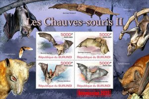 BURUNDI - Re-issue 2023 - Bats - Perf 4v Sheet - Mint Never Hinged