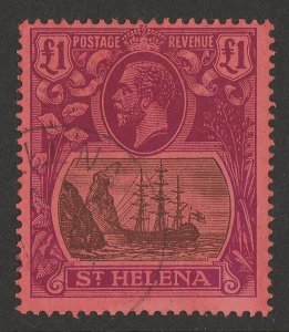 ST. HELENA 1922 KGV Ship £1 grey & purple on red. SG 96 cat £700.