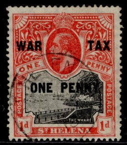 ST. HELENA GV SG87, 1d + 1d black & scarlet, FINE USED.