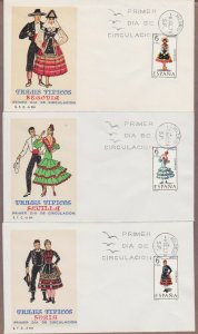 Spain # 1428 - # 1439 , 1970 Regional Costumes on 12 FDCs - I Combine S/H