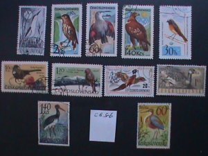 ​CZECHOSLOVAKIA 10- DIFFERENTS LOVELY BIRDS USED STAMPS VERY FINE CES-6
