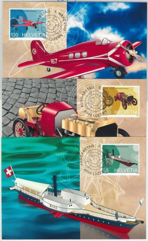 63829 - SWITZERLAND - POSTAL HISTORY: Set of 4 MAXIMUM CARD 2009 - TRANSPORT-