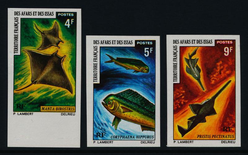 Afars & Issas 353-5 imperf MNH Manta Ray, Sawfish, Marine Life