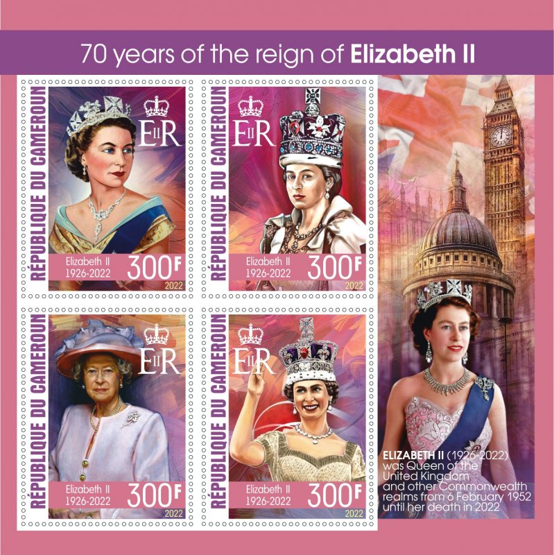 Stamps.The Royal family,in memory of Queen Elizabeth II 2022 year perforated NEW