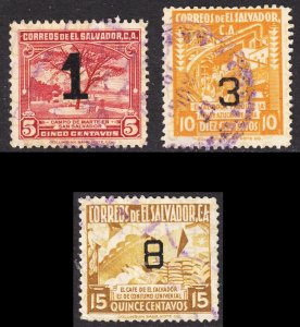 El Salvador Scott 568-70 complete set F to VF used.  FREE...