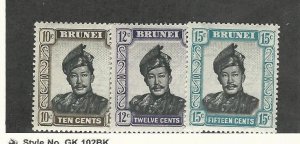 Brunei, Postage Stamp, #89-91 WMK4 Mint LH, 1956