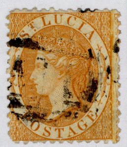 ST. LUCIA QV SG14, 1s brown-orange, FINE USED. Cat £60.