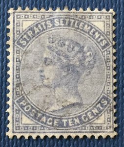 Malaya 1882 Straits Settlements QV 10c slate wmk CC Used SG#49 M1661