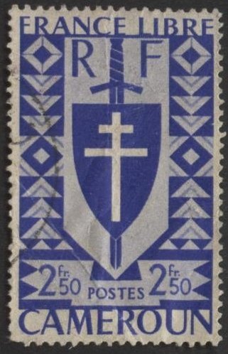 Cameroun 291 (used) 2.50fr cross of Lorraine, brt ultra (1941)