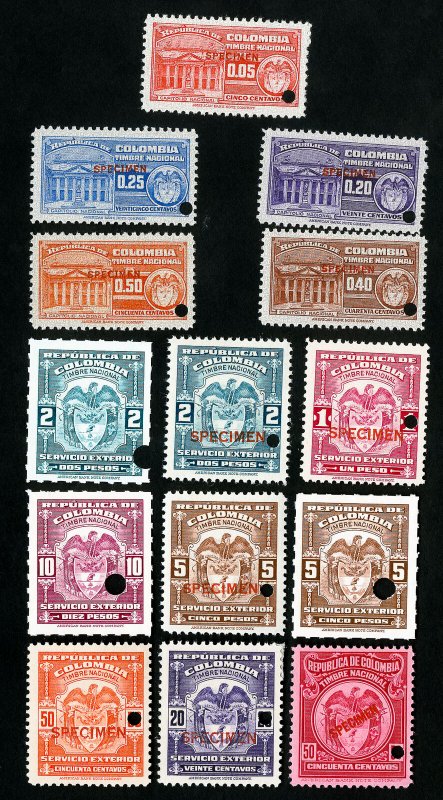 Colombia Stamps # 14 specimens 1940 and earlier NH