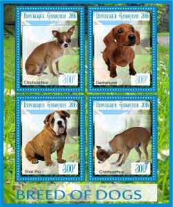 Stamps. Fauna Domestic DOGS  1+1 sheets perforated 2016 year Guinee