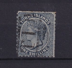 Turks Islands QV 1867 1/- Rough Perfs No Wmk SG3 Fine Used BP16251