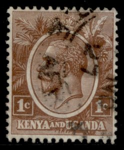 KENYA and UGANDA GV SG76a, 1c deep brown, FINE USED.