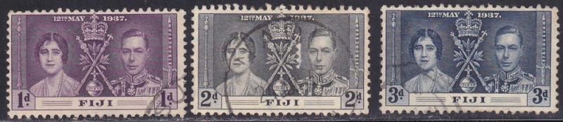 Fiji #114-116, Coronation, Used