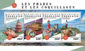 Togo - 2018 Lighthouses & Shells - 4 Stamp Sheet - TG18314a