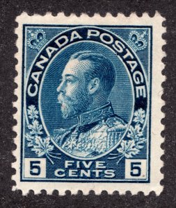 1914 - Sc #111  - 5¢ Dark Blue - Canadian KGV Admiral Stamp MLH cv$185