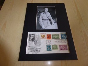 Mannerheim Finland indepence USA FDC Cover and mounted photograph mount size A4