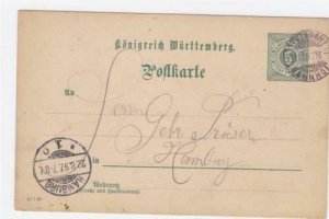 Germany Wurttemberg  Stuttgart Bahnhof 1897 postal stationary stamps card R21244