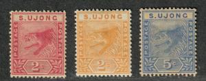 Malaya Sungei Ujang Sc#31-33 M/H/F-VF, Complete Set Tigers, Cv. $48.75