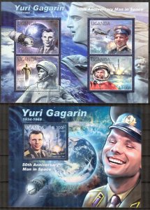 Uganda 2012 Space Y. Gagarin sheet + S/S MNH