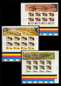 ISRAEL 2013 EAGLES 3 IMPERFORATE SHEETS WITH BARS STAMPS BIRDS FAUNA VULTURE
