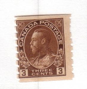 Canada Sc 129 1818 3c brown George V coil stamp mint NH