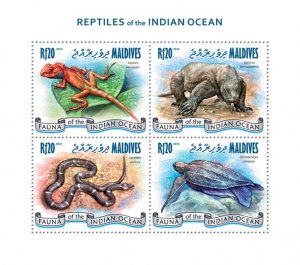 MALDIVES - 2014 - Reptiles - Perf 4v Sheet - Mint Never Hinged