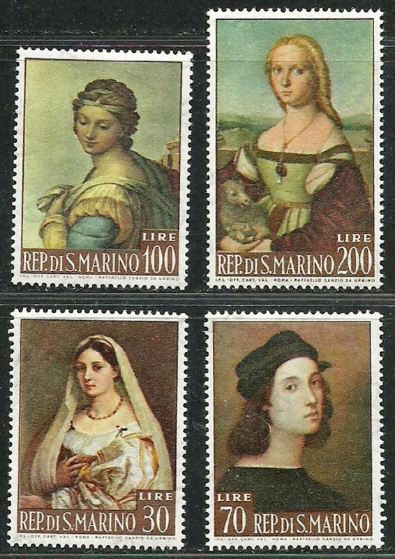 SAN MARINO 1963 Very Fine MNH Stamps Set Scott  550-553  Painting by Raphael 