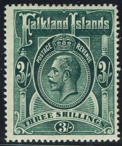 FALKLAND ISLANDS 1912 KGV 3/- WMK MULTI CROWN CA