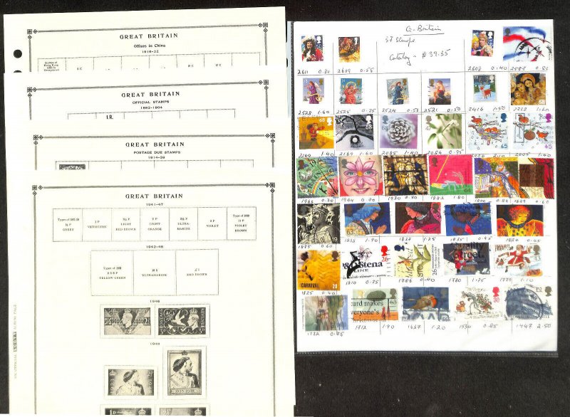 Great Britain Stamp Collection on 18 Scott Specialty Pages, 1840-1948 (BF)