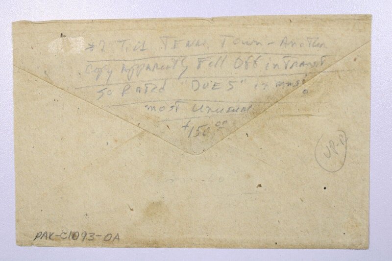 CSA - 186x Tenn. Town Cancel / 5c DUE / Stamp Fell Off (During Period) - L38867