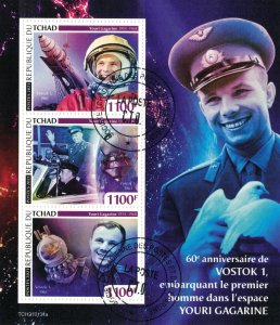CHAD 2021 - Vostok 1 , Gagarin/ complete set (sheet+block) - 2 scans