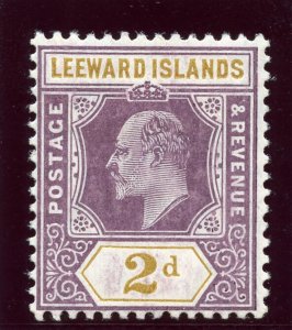 Leeward Islands 1908 KEVII 2d dull purple & ochre MLH. SG 31. Sc 31.