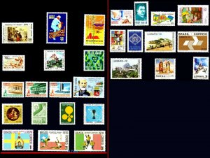 BRAZIL 1970 ALL COMMEMORATIVE STAMPS OF THE YEAR, 28 STAMPS, SV $29.40 ALL MNH