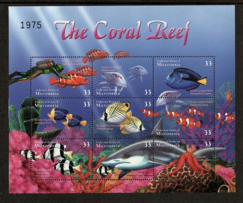 Micronesia 2000 - Marine Life Coral Fish - Sheet of 9 Stamps - Scott #400 - MNH
