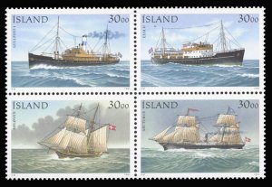 Iceland #745 Cat$27.50, 1991 Ships, se-tenant block of four, never hinged